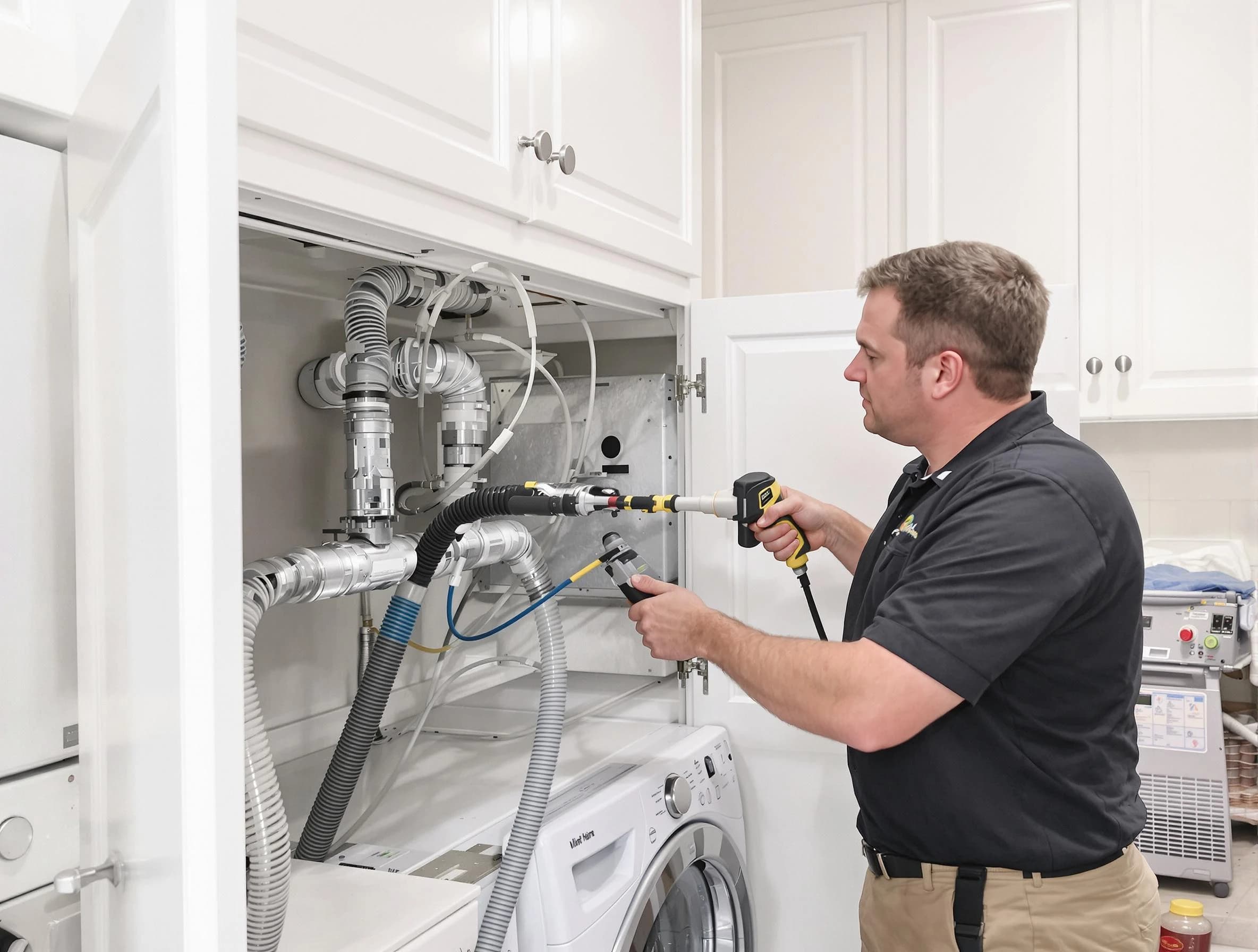 Sandia Heights Dryer Vent Cleaning professional removing severe blockage from a clogged dryer vent in Sandia Heights