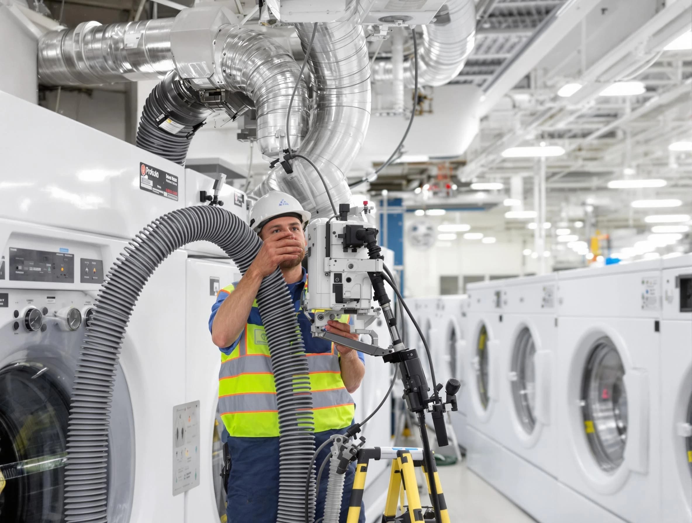 Sandia Heights Dryer Vent Cleaning team performing commercial-grade dryer vent cleaning at a business facility in Sandia Heights