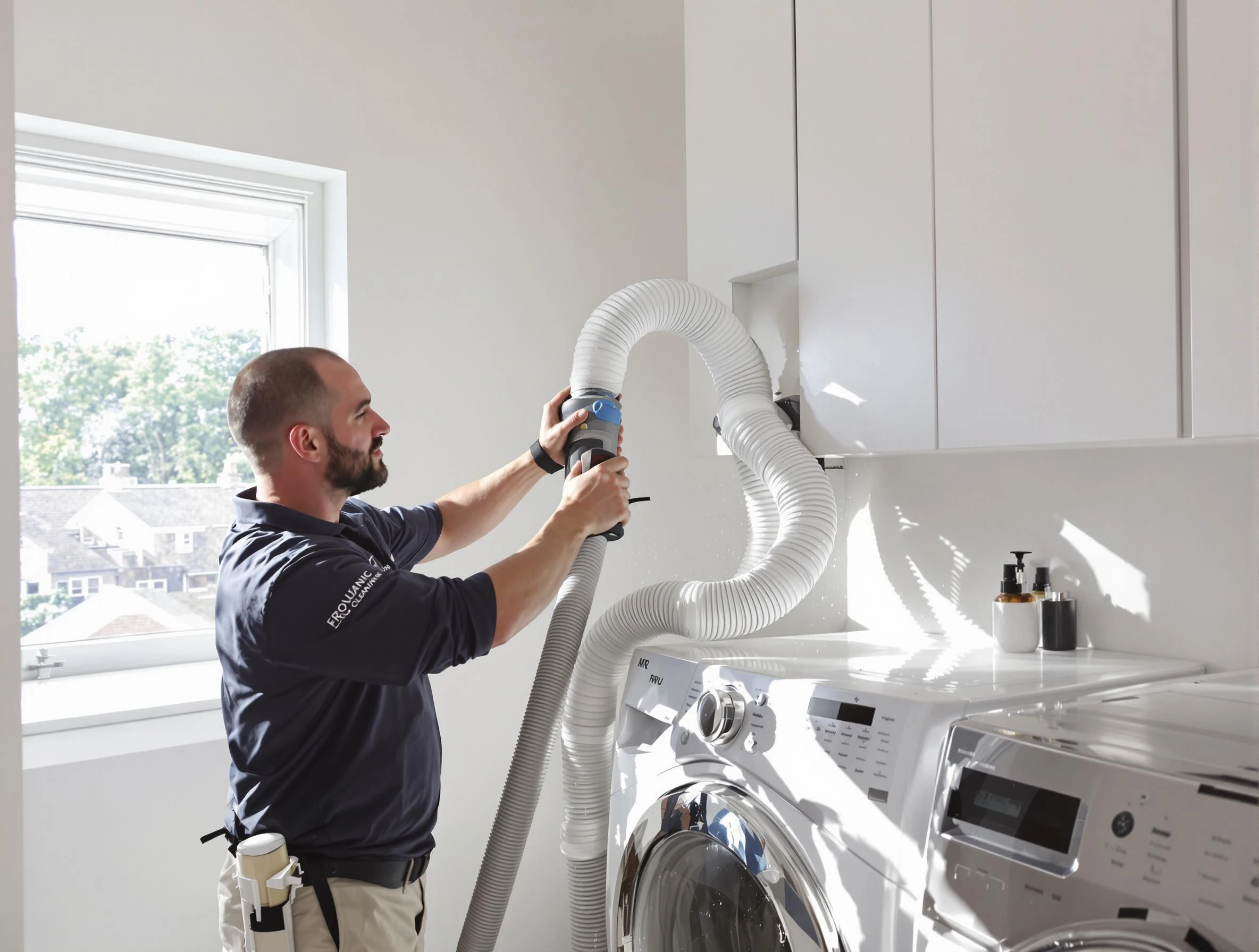 Certified Sandia Heights Dryer Vent Cleaning technician performing dryer vent cleaning in Sandia Heights